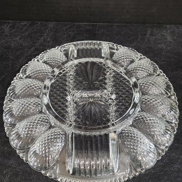 Rare Find 1950 LE Smith Heritage/567 Clear Glass, Divided Eggplate and Relish Tr - Picture 6 of 10